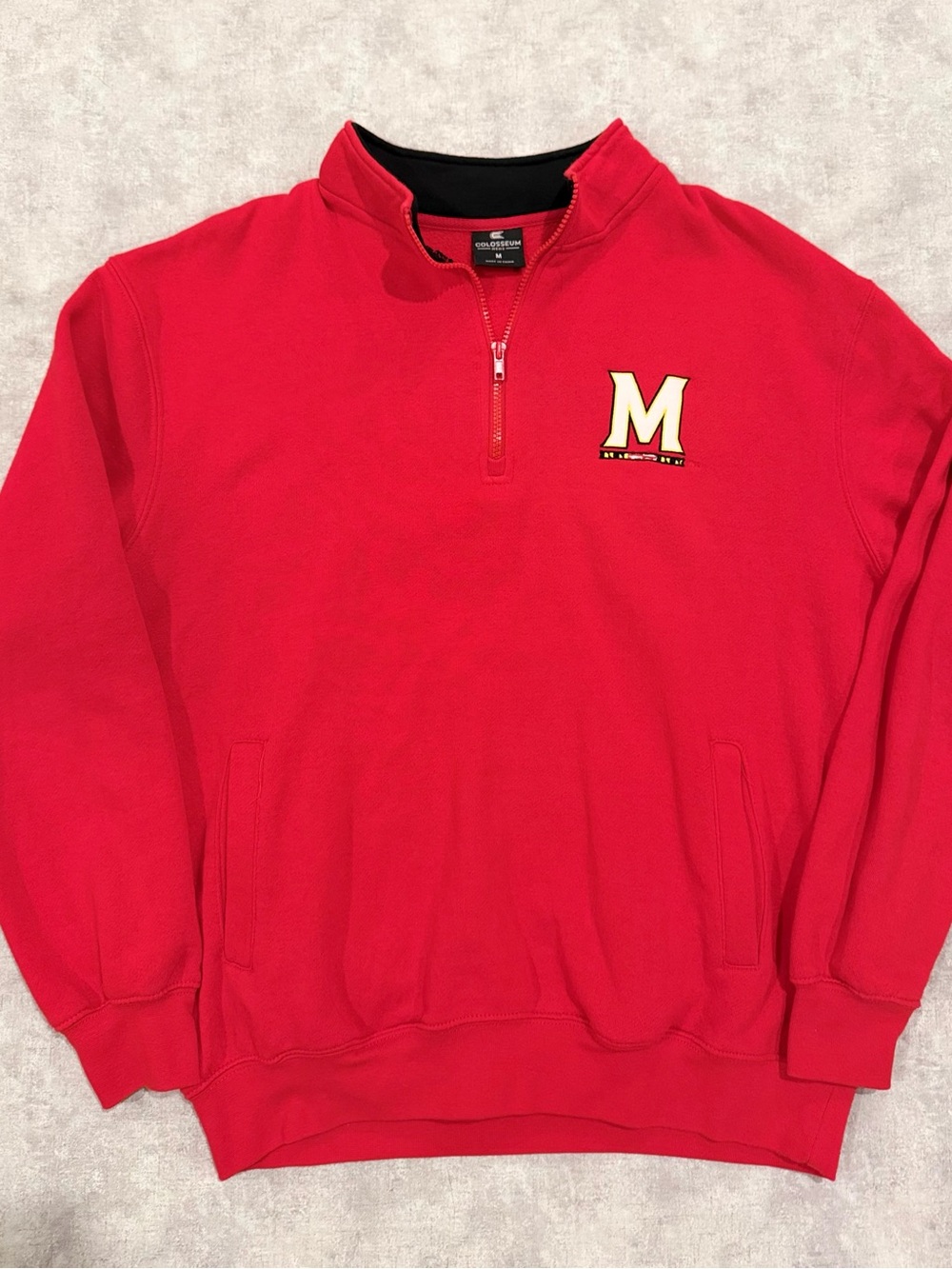 Maryland Terrapins Red Quarter-Zip with 'M' Chest Logo